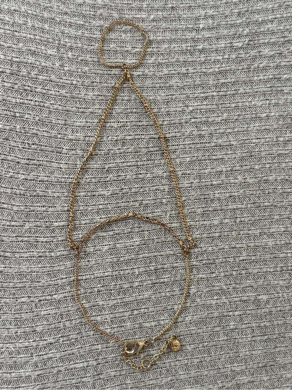 Vintage Liz Claiborne signed gold tone adjustable hand chain bracelet
